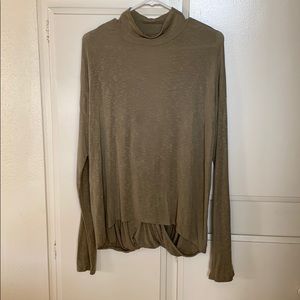 Backless, mock turtleneck long sleeve top